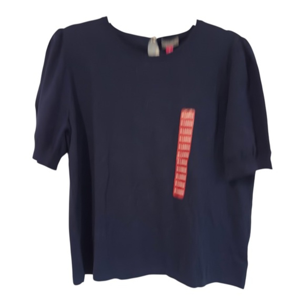 Vince Camuto Womens XL Navy Blue Puff Short Sleeve Pearl Back Sweater C1553218S - Picture 1 of 6